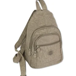 Bag Street Rucksack Crinkle Nylon hellbraun trendiger Damen Cityrucksack ORJ200L
