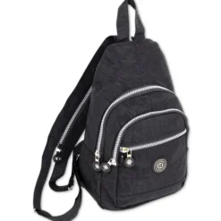 Bag Street Rucksack Crinkle Nylon schwarz trendiger Damen Cityrucksack ORJ200S