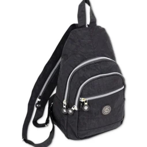 Bag Street Rucksack Crinkle Nylon schwarz trendiger Damen Cityrucksack ORJ200S