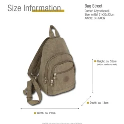 Bag Street Rucksack Crinkle Nylon braun trendiger Damen Cityrucksack ORJ200N