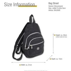 Bag Street Rucksack Crinkle Nylon schwarz trendiger Damen Cityrucksack ORJ200S