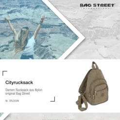 Bag Street Rucksack Crinkle Nylon braun trendiger Damen Cityrucksack ORJ200N