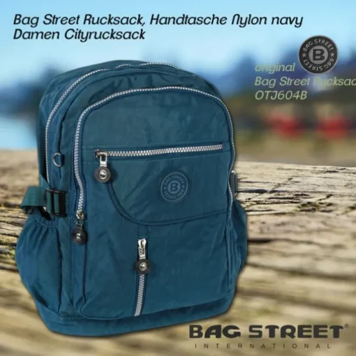 Bag Street Rucksack, Handtasche Nylon navy Damen Cityrucksack OTJ604B
