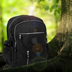 Bag Street Rucksack, Handtasche Nylon schwarz Damen Cityrucksack OTJ604S