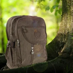 Bag Street Rucksack Handtasche Nylon braun trendiger Damen Cityrucksack OTJ604N