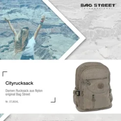 Bag Street Rucksack, Handtasche Nylon stone, braun Damen Cityrucksack OTJ604L