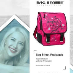 Bag Street Rucksack Nylon pink großer Schulranzen Schultasche OTJ602P