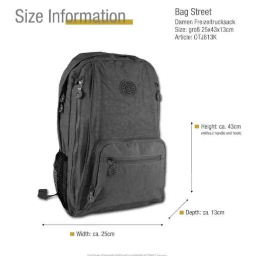 Bag Street Rucksack Nylon grau Rucksacktasche OTJ613K