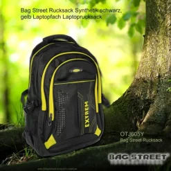 Bag Street Rucksack Synthetik schwarz, gelb Laptopfach Laptoprucksack OTJ605Y