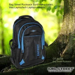 Bag Street Rucksack Synthetik schwarz, blau Laptopfach Laptoprucksack OTJ605B