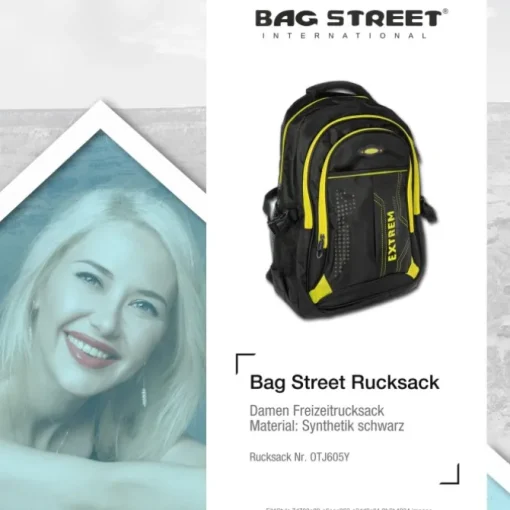 Bag Street Rucksack Synthetik schwarz, gelb Laptopfach Laptoprucksack OTJ605Y