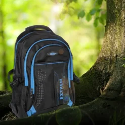 Bag Street Rucksack Synthetik schwarz, blau Laptopfach Laptoprucksack OTJ605B