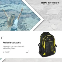 Bag Street Rucksack Synthetik schwarz, gelb Laptopfach Laptoprucksack OTJ605Y