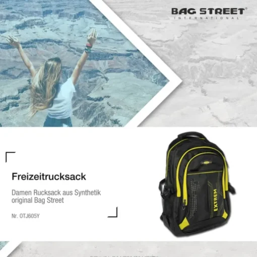 Bag Street Rucksack Synthetik schwarz, gelb Laptopfach Laptoprucksack OTJ605Y