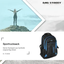 Bag Street Rucksack Synthetik schwarz, blau Laptopfach Laptoprucksack OTJ605B