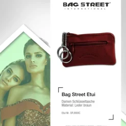 Bag Street Schlüsseltasche rotbraun Echtleder, glattes Leder Etui OPJ900C