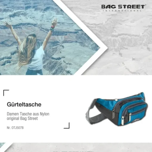 Bag Street sportliche Gürteltasche Nylon blau Bauchtasche Hüfttasche OTJ507B