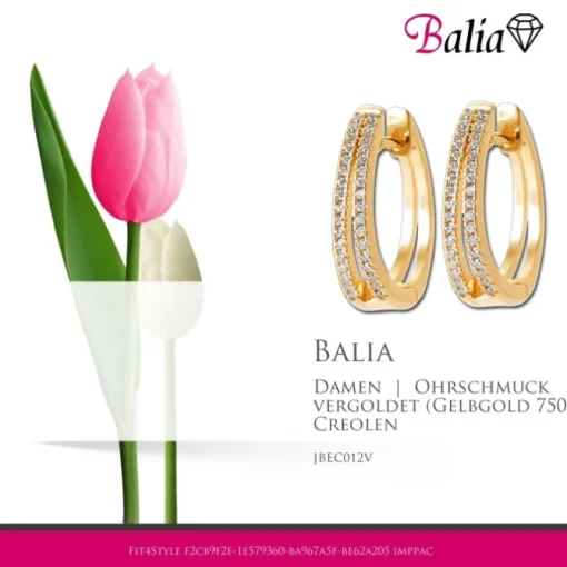 Balia Creole plain Zirkonia Klippverschluss Balia Creolen JBEC012V