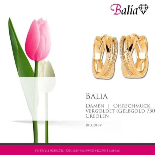 Balia Creole plain Zirkonia Klippverschluss Balia Creolen JBEC018V