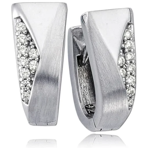 Balia Creolen für Damen glänzend Zirkonia aus 925er Silber BAO0044SW