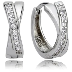 Balia Creolen für Damen glänzend weiße Zirkonia aus 925 Silber BAO0001SW