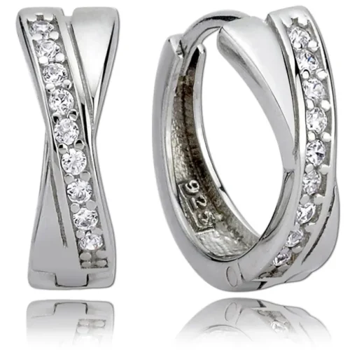 Balia Creolen für Damen glänzend weiße Zirkonia aus 925 Silber BAO0001SW