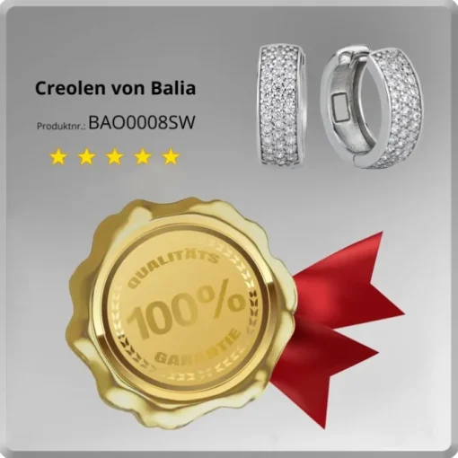 Balia Creolen für Damen glänzend Zirkonia aus 925 Silber BAO0008SW