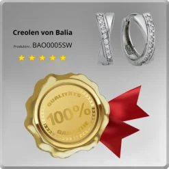 Balia Creolen für Damen glänzend Zirkonia aus 925 Silber BAO0005SW