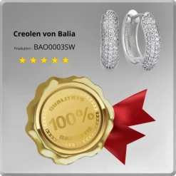 Balia Creolen für Damen glänzend Zirkonia aus 925 Silber BAO0003SW