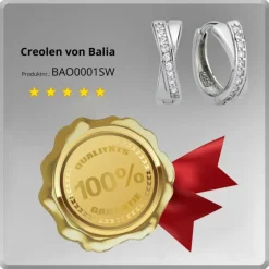Balia Creolen für Damen glänzend weiße Zirkonia aus 925 Silber BAO0001SW