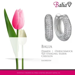 Balia Creolen für Damen glänzend Zirkonia aus 925 Silber BAO0003SW