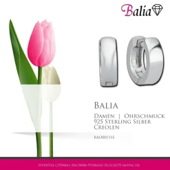 Balia Creolen für Damen glänzend aus 925er Sterling Silber BAO0011SS