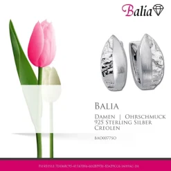 Balia Creolen für Damen glänzend Zirkonia aus 925er Silber BAO0077SO