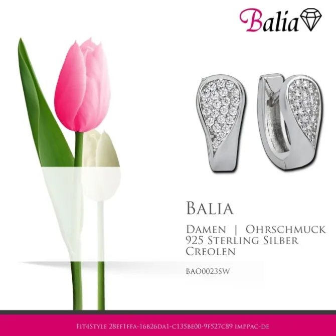 Balia Creolen für Damen glänzend Zirkonia aus 925er Silber BAO0023SW