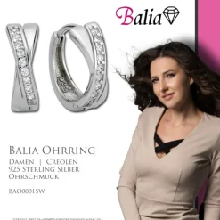 Balia Creolen für Damen glänzend weiße Zirkonia aus 925 Silber BAO0001SW