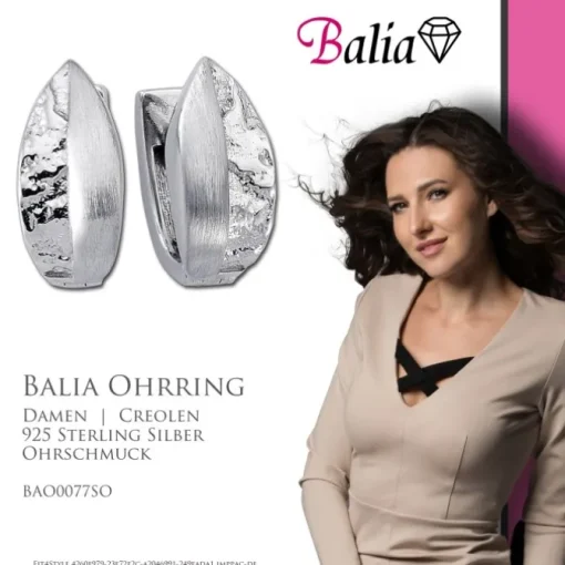 Balia Creolen für Damen glänzend Zirkonia aus 925er Silber BAO0077SO