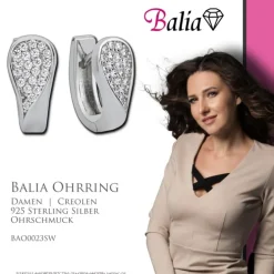 Balia Creolen für Damen glänzend Zirkonia aus 925er Silber BAO0023SW