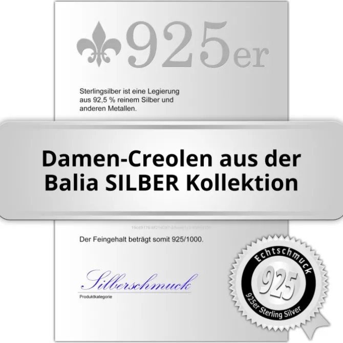 Balia Creolen für Damen glänzend Zirkonia aus 925er Silber BAO0023SW