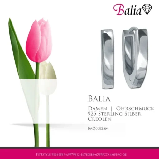 Balia Creolen für Damen mattiert aus 925er Sterling Silber BAO0082SM