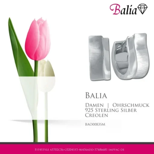 Balia Creolen für Damen mattiert glänzend aus 925er Sterling Silber BAO0083SM