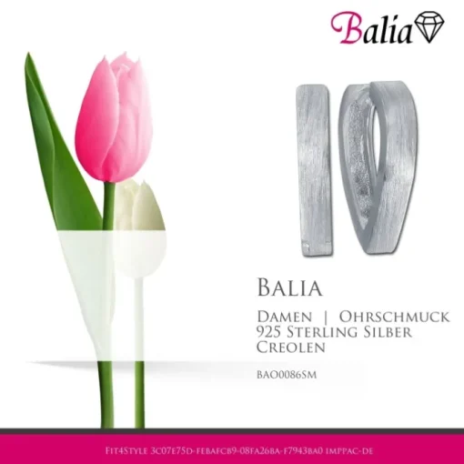 Balia Creolen für Damen mattiert aus 925er Sterling Silber BAO0086SM