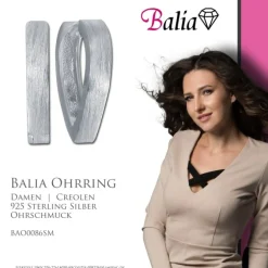 Balia Creolen für Damen mattiert aus 925er Sterling Silber BAO0086SM