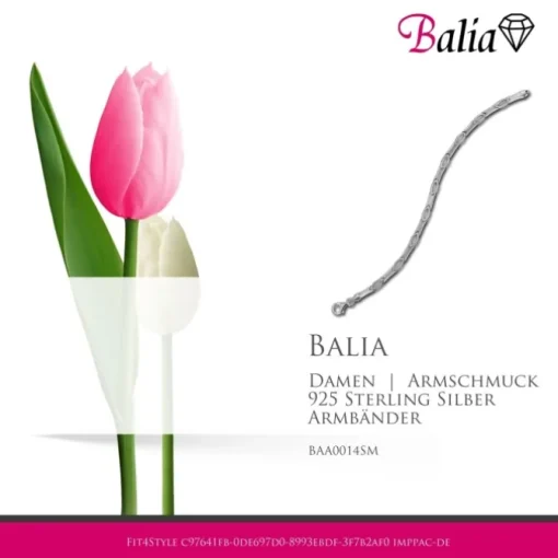 Balia Damen Armband 925 Silber matt und poliert 18,5cm BAA0014SM