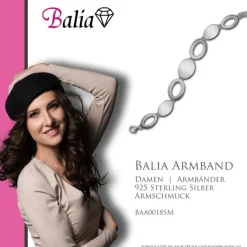 Balia Damen Armband 925 Silber matt und poliert 18,5cm BAA0018SM
