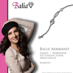 Balia Damen Armband 925 Silber matt und poliert 18,5cm BAA0023SP