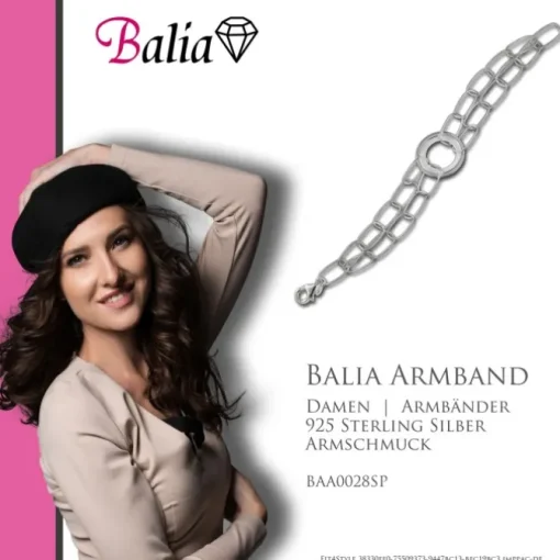 Balia Damen Armband 925 Silber matt und poliert 18,5cm BAA0028SP