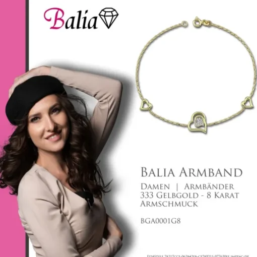 Balia Damen Armband aus 333 Gelbgold mit Zirkonia BGA0001G8