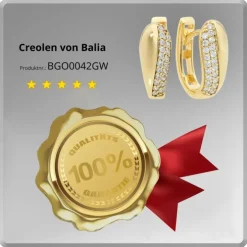 Balia Damen Creolen aus 333 Gelbgold mit Zirkonia BGO0042GW