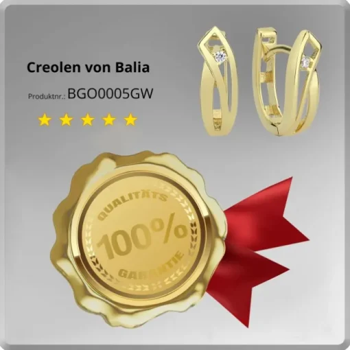 Balia Damen Creolen aus 333 Gelbgold mit Zirkonia BGO0005GW