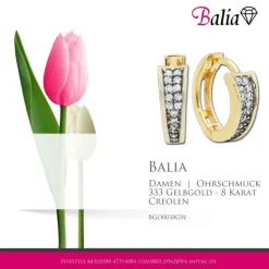 Balia Damen Creolen aus 333 Gelbgold mit Zirkonia BGO0038GW